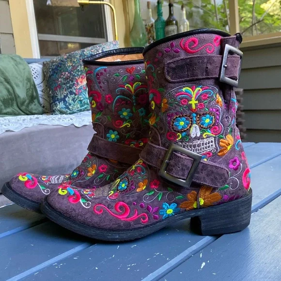 Rare Old Gringo Klak MC Boots in Dusty Purple - Picture 3 of 14